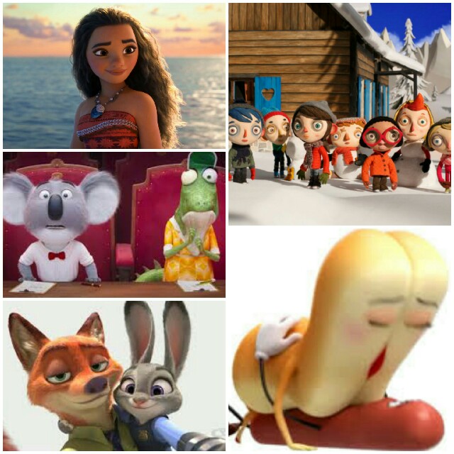 Best Animated Film Moana My Life as a Zucchini Sausage Party Sing Zootopia 2016